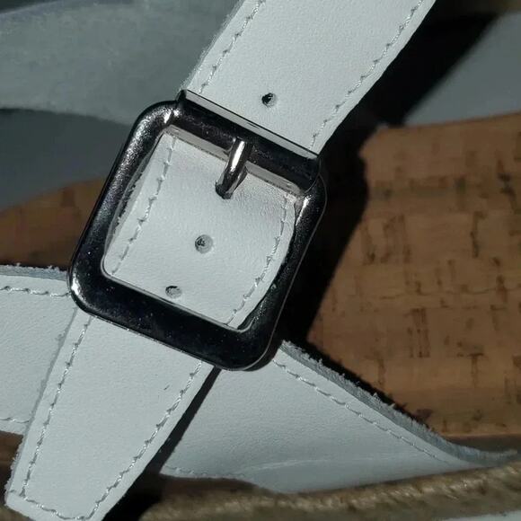 Espadrille sandal silver/white,adjust ankle strap, white and silver size 41 - Picture 6 of 14